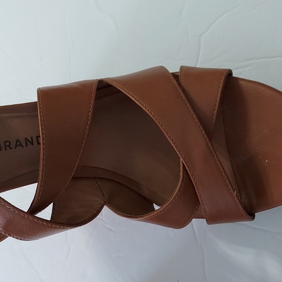 Lucky Brand Strappy Platform Wedge Size 8 M/38,Tan - Picture 11 of 16